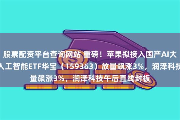 股票配资平台查询网站 重磅！苹果拟接入国产AI大模型！创业板人工智能ETF华宝（159363）放量飙涨3%，润泽科技午后直线封板