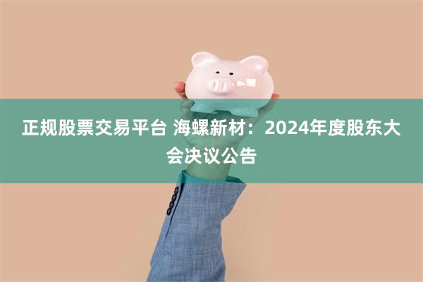 正规股票交易平台 海螺新材：2024年度股东大会决议公告