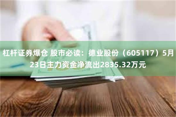 杠杆证券爆仓 股市必读：德业股份（605117）5月23日主力资金净流出2835.32万元