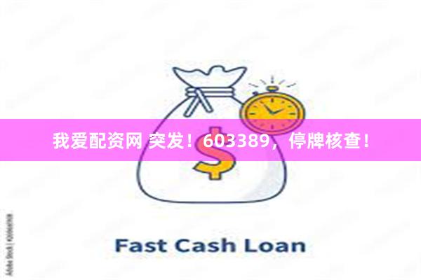 我爱配资网 突发！603389，停牌核查！